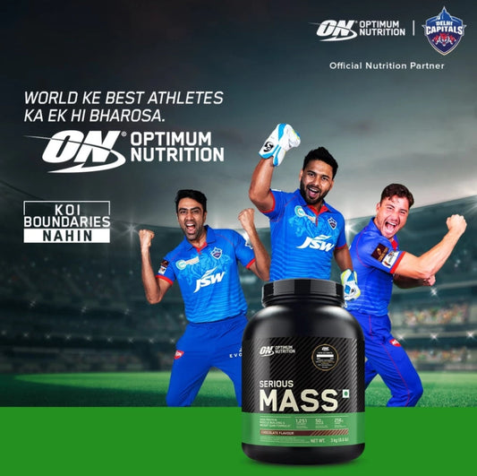 Optimum Nutrition (ON) Serious Mass High Protein Weight Gain Powder(Veg)- 3 kg (Chocolate) with 23+ Vitamins-Minerals, Glutamine & 3g Creatine.