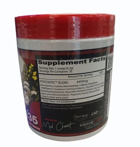 In-sane Labz Psychotic Pre-Workout - 35 Servings Extreme Performance Energy, Strength, Stamina, Focus and Intense 220g (Pack of 1)