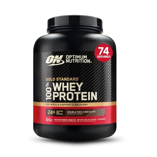 Optimum Nutrition (ON) Gold Standard 100% Whey 908 g, (Double Rich Chocolate) Protein Powder for Muscle Support & Recovery, Vegetarian - Primary Source Whey Isolate