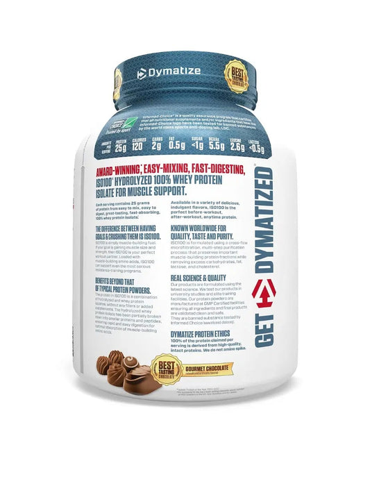 Dymatize Nutrition ISO 100 Whey Protein Isolate Powder 2.26kg | 71 Serving | Gourmet Chocolate | 25g Protein
